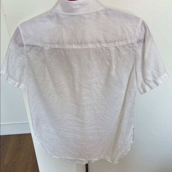 Vince Crisp White Short-Sleeve Linen Shirt - Picture 3 of 3